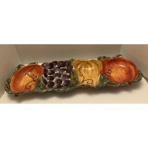 Vintage Tabletop Ceramica Classica Venetian Hand Painted 4 Part Condiment Tray.